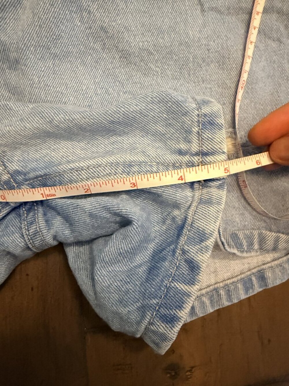 Zara Light Wash Distressed Jorts Denim Shorts High Rise Mom Fit | Size 8 - Picture 10 of 12